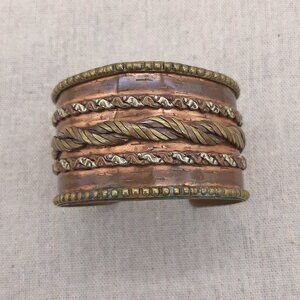 Rustic Copper Mixed Metal Rope Cuff Bracelet